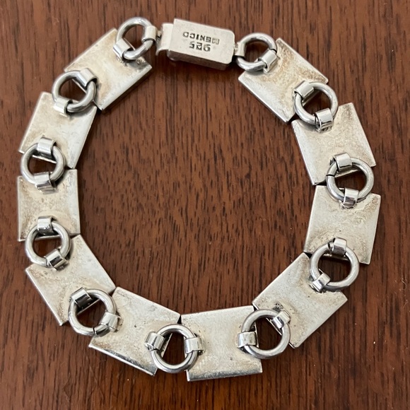 Vintage Taxco Silver Square Link Bracelet - Picture 2 of 9